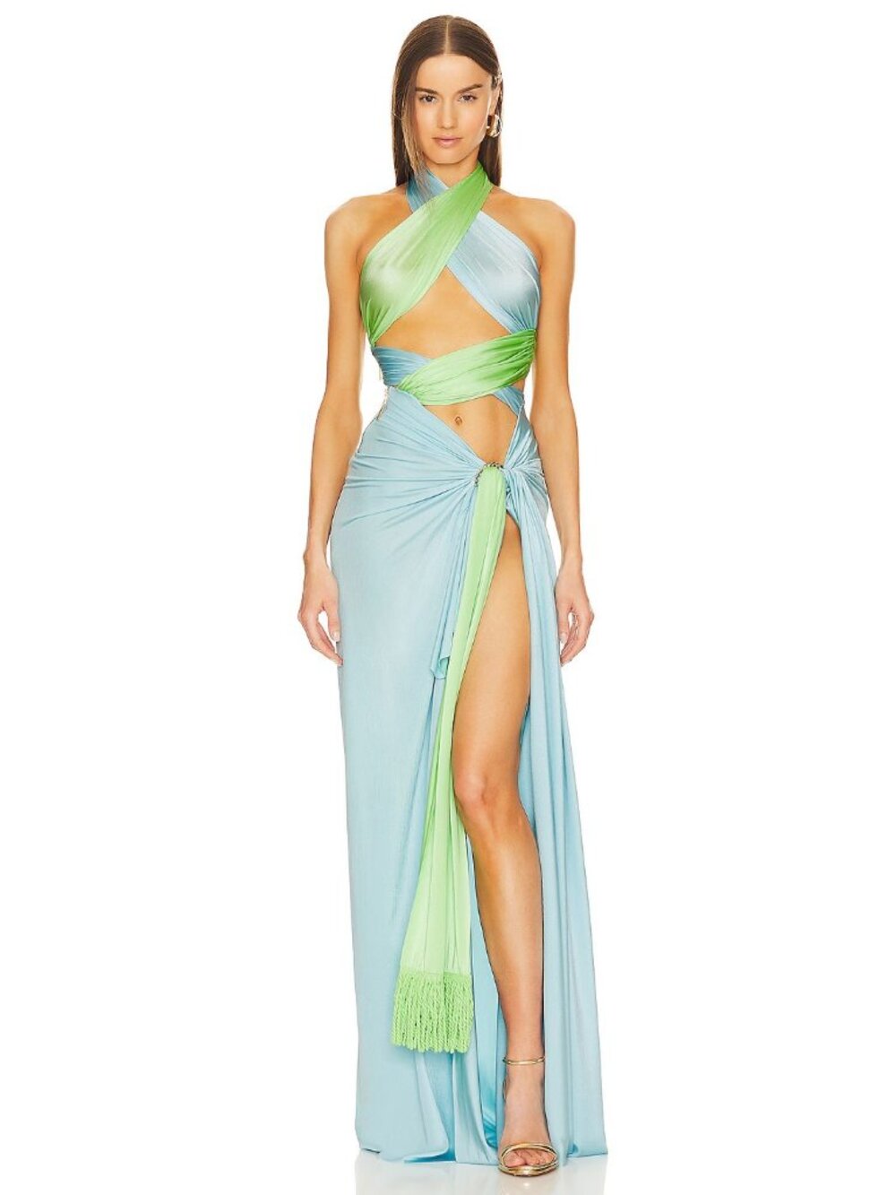 Bronx and Banco Cleopatra Gown in Light Blue & Green